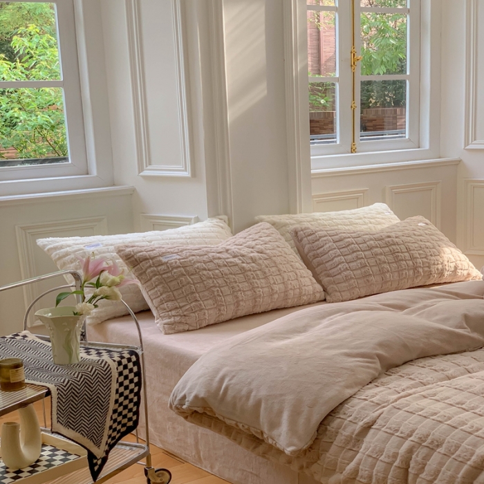 91家纺网 家纺一手货源 找家纺 洋铭区 2022新款獭兔绒四件套 獭兔绒-米驼色