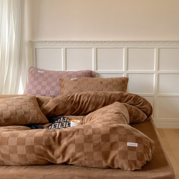 91家纺网 家纺一手货源 找家纺 （总）洋铭区 2022新款复古棋盘格四件套