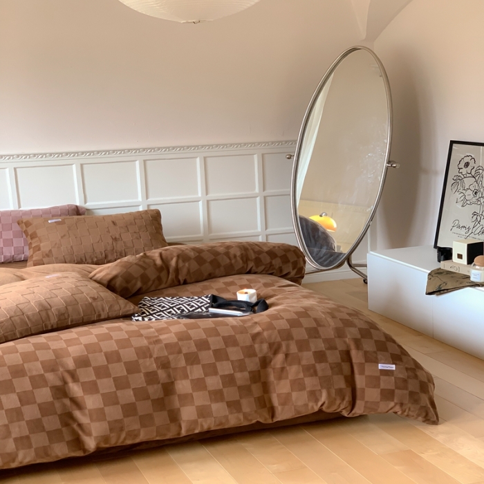 91家纺网 家纺一手货源 找家纺 （总）洋铭区 2022新款复古棋盘格四件套