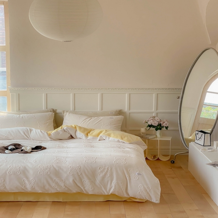 91家纺网 家纺一手货源 找家纺 洋铭区 2022新款牛奶绒四件套小熊软糖 小熊软糖奶白色