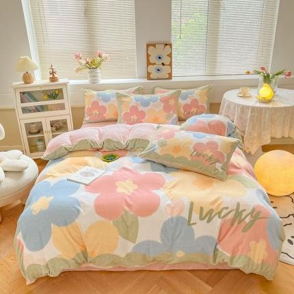 91家纺网 家纺一手货源 找家纺 （总）川悦生活 2022新款大版牛奶绒卡通工艺款四件套