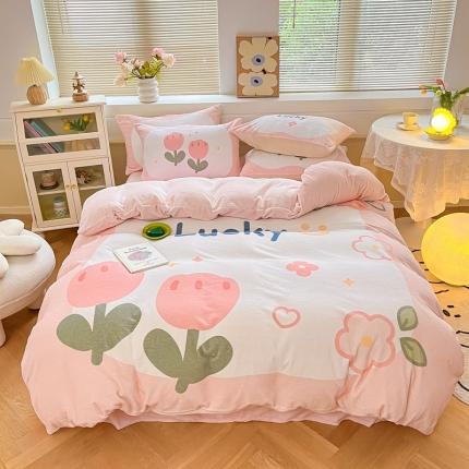 91家纺网 家纺一手货源 找家纺 （总）川悦生活 2022新款大版牛奶绒卡通工艺款四件套