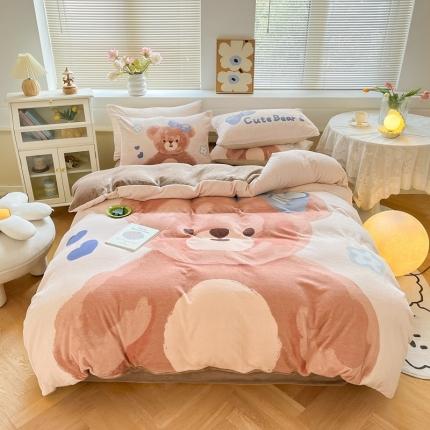 91家纺网 家纺一手货源 找家纺 （总）川悦生活 2022新款大版牛奶绒卡通工艺款四件套