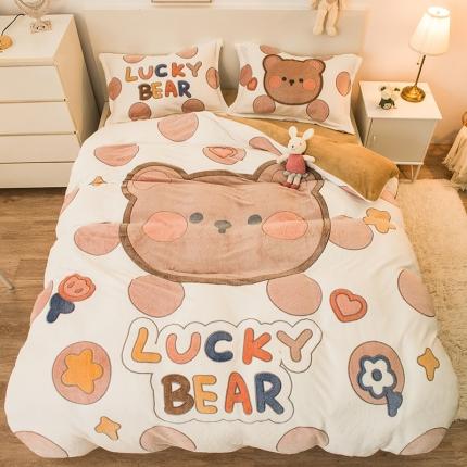 91家纺网 家纺一手货源 找家纺 （总）懒猫 2022新品大版雪花绒活性印花四件套