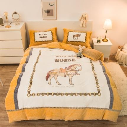 91家纺网 家纺一手货源 找家纺 （总）懒猫 2022新品大版雪花绒活性印花四件套