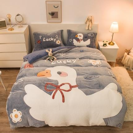 91家纺网 家纺一手货源 找家纺 （总）懒猫 2022新品大版雪花绒活性印花四件套