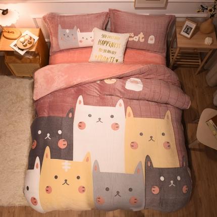 91家纺网 家纺一手货源 找家纺 （总）懒猫 2022新品大版雪花绒活性印花四件套