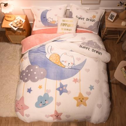 91家纺网 家纺一手货源 找家纺 （总）懒猫 2022新品大版雪花绒活性印花四件套