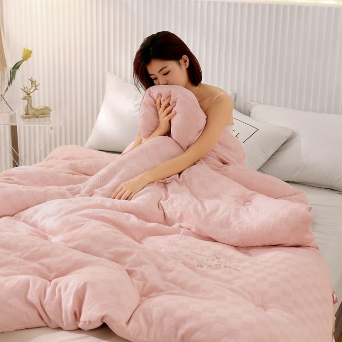 91家纺网 家纺一手货源 找家纺 伊被源2022抗菌大豆被冬被春秋被被芯被子-华夫格魔方 玉色