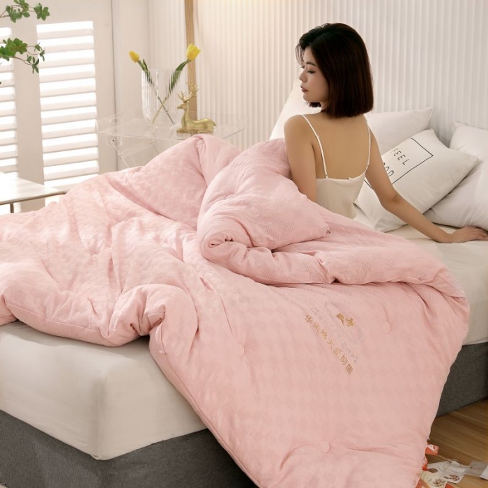 91家纺网 家纺一手货源 找家纺 伊被源2022抗菌大豆被冬被春秋被被芯被子-华夫格魔方 玉色