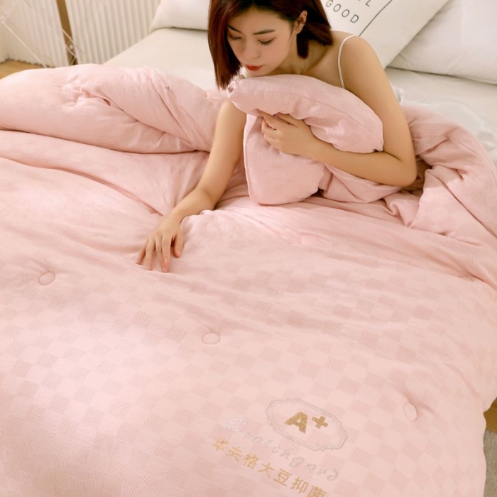 91家纺网 家纺一手货源 找家纺 伊被源2022抗菌大豆被冬被春秋被被芯被子-华夫格魔方 玉色