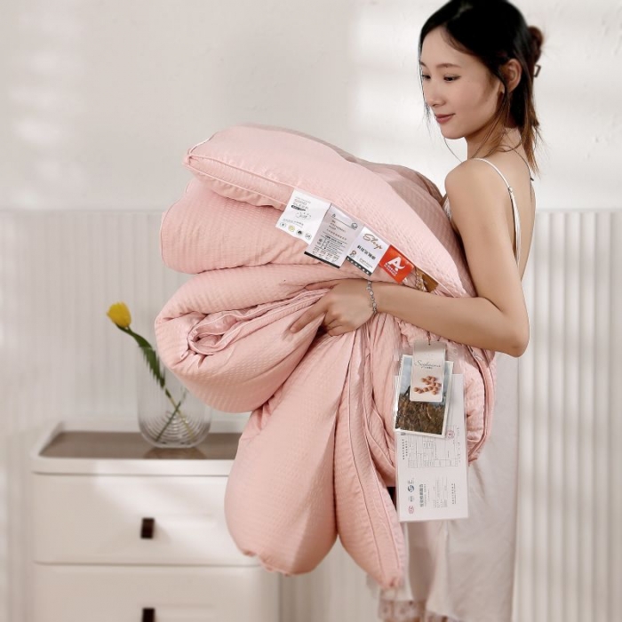 91家纺网 家纺一手货源 找家纺 伊被源 2022新款抗菌立体冬被春秋被被芯被子-华夫泡 粉色