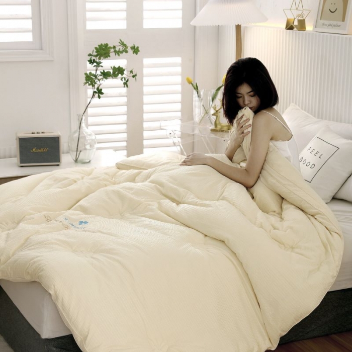 91家纺网 家纺一手货源 找家纺 伊被源 2022新款抗菌立体冬被春秋被被芯被子-华夫泡 黄色