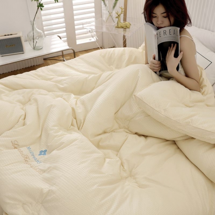 91家纺网 家纺一手货源 找家纺 伊被源 2022新款抗菌立体冬被春秋被被芯被子-华夫泡 黄色