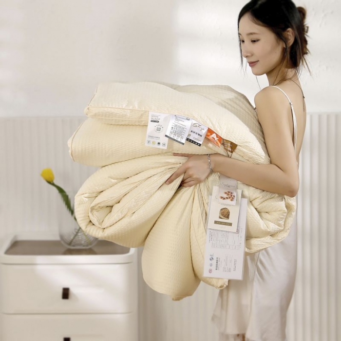 91家纺网 家纺一手货源 找家纺 伊被源 2022新款抗菌立体冬被春秋被被芯被子-华夫泡 黄色