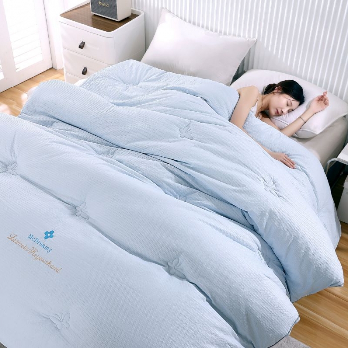 91家纺网 家纺一手货源 找家纺 伊被源 2022新款抗菌立体冬被春秋被被芯被子-华夫泡 蓝色