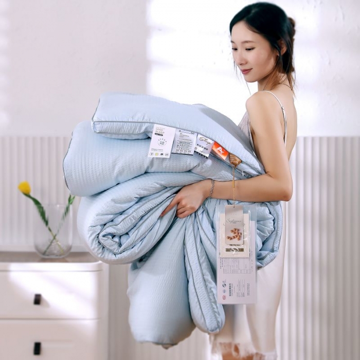 91家纺网 家纺一手货源 找家纺 伊被源 2022新款抗菌立体冬被春秋被被芯被子-华夫泡 蓝色