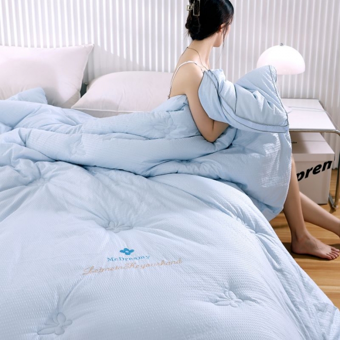 91家纺网 家纺一手货源 找家纺 伊被源 2022新款抗菌立体冬被春秋被被芯被子-华夫泡 蓝色