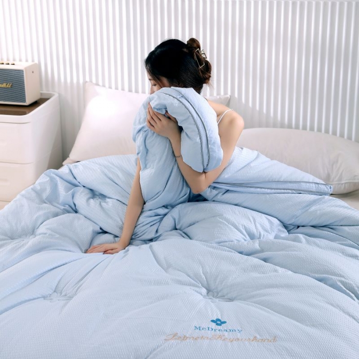 91家纺网 家纺一手货源 找家纺 伊被源 2022新款抗菌立体冬被春秋被被芯被子-华夫泡 蓝色