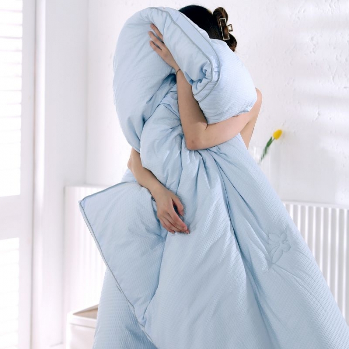 91家纺网 家纺一手货源 找家纺 伊被源 2022新款抗菌立体冬被春秋被被芯被子-华夫泡 蓝色