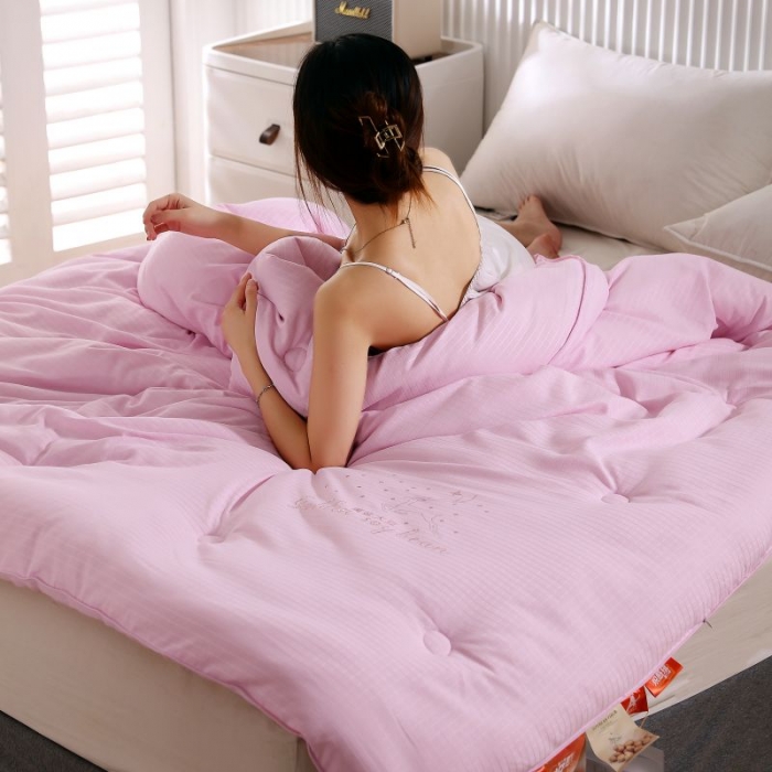 91家纺网 家纺一手货源 找家纺 伊被源2022新款抗菌大豆被冬被春秋被被芯被子-雪山麋鹿粉色