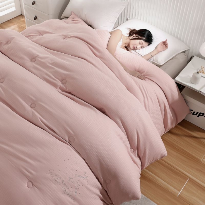 91家纺网 家纺一手货源 找家纺 伊被源2022新款抗菌大豆被冬被春秋被被芯被子-雪山麋鹿豆沙