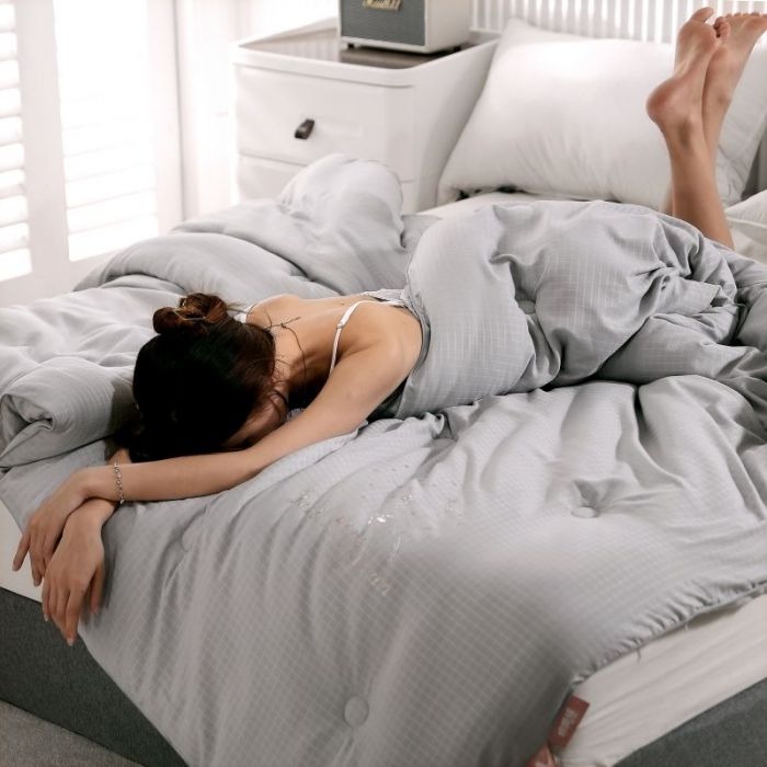 91家纺网 家纺一手货源 找家纺 伊被源2022新款抗菌大豆被冬被春秋被被芯被子-雪山麋鹿灰色