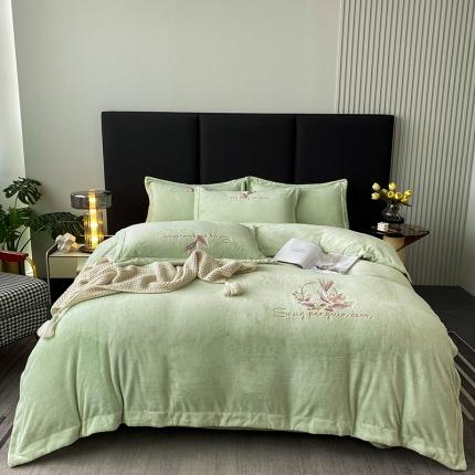 91家纺网 家纺一手货源 找家纺 (总)云锦 2022新款230g牛奶绒全消光四件套-含情麦麦