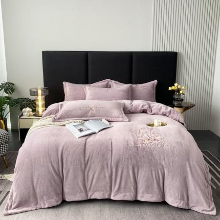 91家纺网 家纺一手货源 找家纺 (总)云锦 2022新款230g牛奶绒全消光四件套-含情麦麦