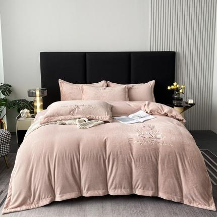 91家纺网 家纺一手货源 找家纺 (总)云锦 2022新款230g牛奶绒全消光四件套-含情麦麦