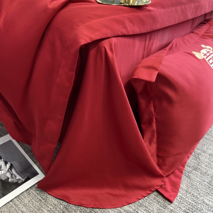 91家纺网 家纺一手货源 找家纺 优悦 2022新款超柔亲肤磨毛刺绣款婚庆四件套 挚爱一生