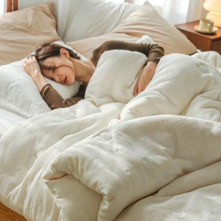 91家纺网 家纺一手货源 找家纺 艾咪 新款全棉a类华夫格提花大豆蛋白纤维秋冬被-若兰