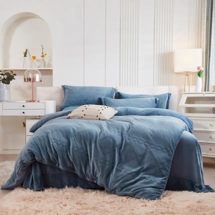 91家纺网 家纺一手货源 找家纺 （总）卡初 2022秋冬高克重立体雕花绒四件套