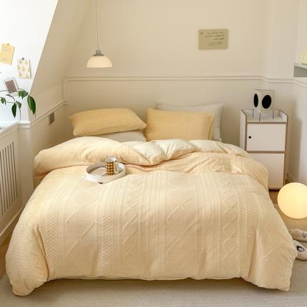 91家纺网 家纺一手货源 找家纺 总怡家居2022新款雕花绒高克重牛奶绒四件套