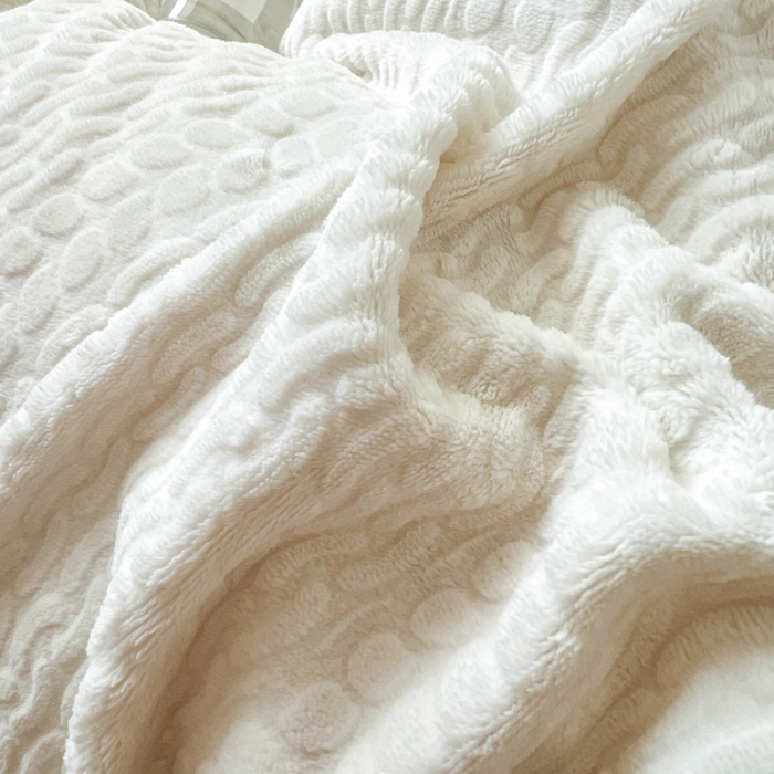 91家纺网 家纺一手货源 找家纺 怡家居2022新款雕花绒高克重牛奶绒四件套 凡希-象牙白