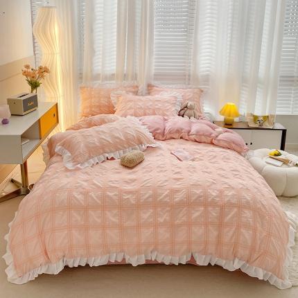 91家纺网 家纺一手货源 找家纺 总 柒月2022泡泡纱牛奶绒四件套