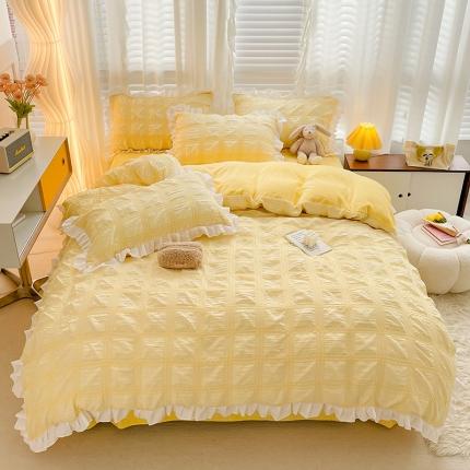 91家纺网 家纺一手货源 找家纺 总 柒月2022泡泡纱牛奶绒四件套