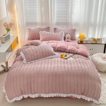 91家纺网 家纺一手货源 找家纺 总 柒月2022泡泡纱牛奶绒四件套