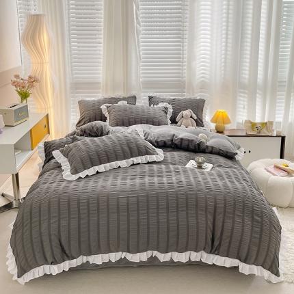 91家纺网 家纺一手货源 找家纺 总 柒月2022泡泡纱牛奶绒四件套