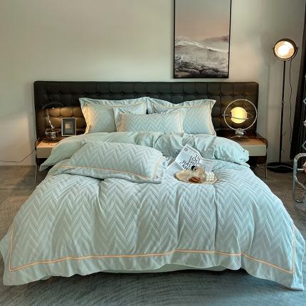 91家纺网 家纺一手货源 找家纺 首尔 2022新款雕花牛奶绒四件套-W W-水绿