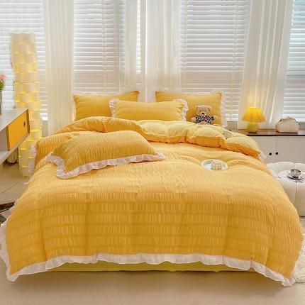 91家纺网 家纺一手货源 找家纺 总 柒月2022泡泡纱牛奶绒四件套