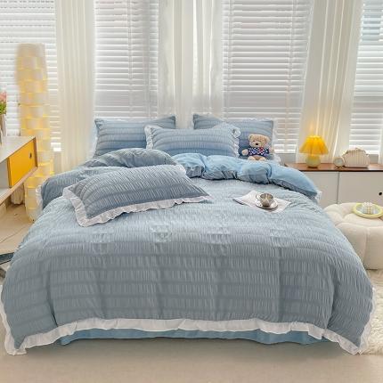 91家纺网 家纺一手货源 找家纺 总 柒月2022泡泡纱牛奶绒四件套