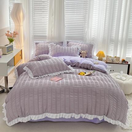 91家纺网 家纺一手货源 找家纺 总 柒月2022泡泡纱牛奶绒四件套