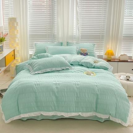 91家纺网 家纺一手货源 找家纺 总 柒月2022泡泡纱牛奶绒四件套