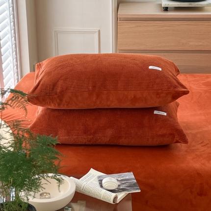 91家纺网 家纺一手货源 找家纺 （总）时光里 2022款全消光230克华夫格绒牛奶绒单品枕套