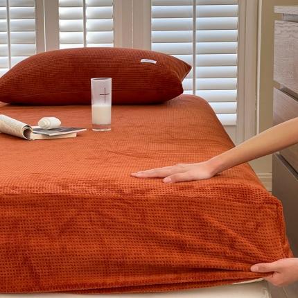 91家纺网 家纺一手货源 找家纺 （总）时光里 2022新款全消光230克华夫格绒牛奶绒单床笠