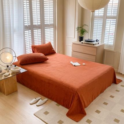 91家纺网 家纺一手货源 找家纺 （总）时光里 2022新款全消光230克华夫格绒牛奶绒单床单