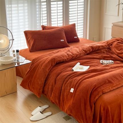 91家纺网 家纺一手货源 找家纺 （总）时光里 2022新款全消光230克华夫格绒牛奶绒单被套