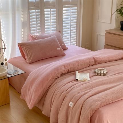 91家纺网 家纺一手货源 找家纺 （总）时光里 2022新款全消光230克华夫格绒牛奶绒单被套