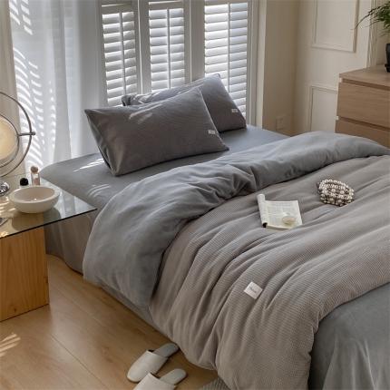 91家纺网 家纺一手货源 找家纺 （总）时光里 2022新款全消光230克华夫格绒牛奶绒单被套